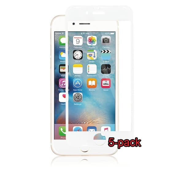 5-pack iPhone 6S/6 Plus Curved Silicate Glass, Panzer, White
