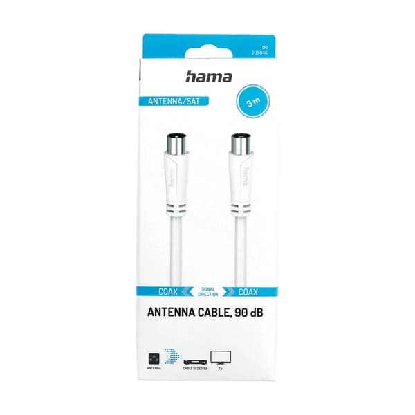 Hama Antennekabel 90dB 3,0m Hvit