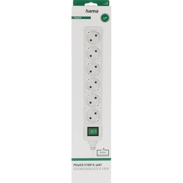 Hama Power Strip 6-way Switch White 3.0m