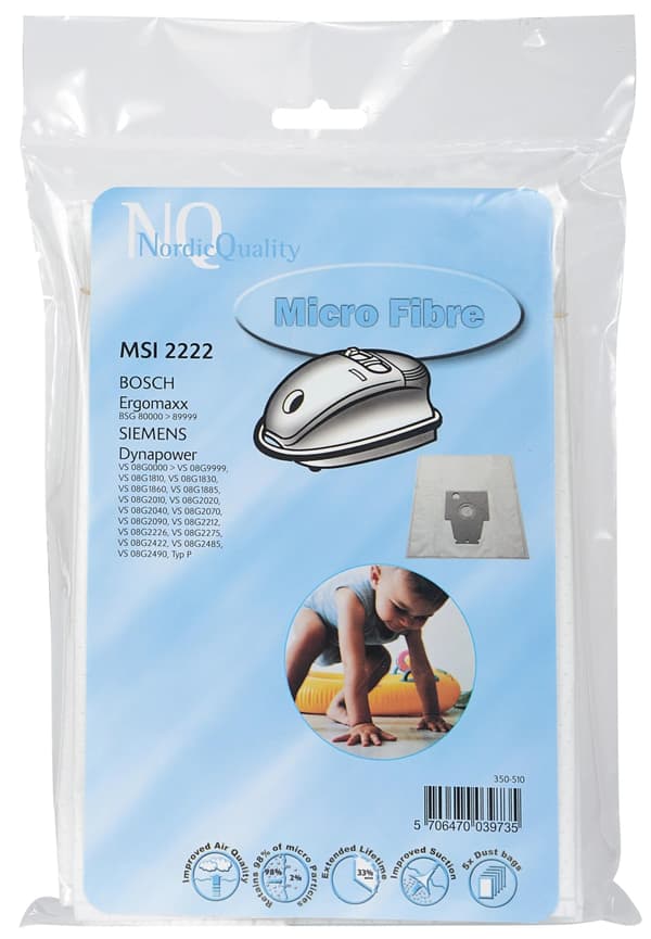 Nordic Quality MSI 2222 Dammsugarpåsar, 5 st