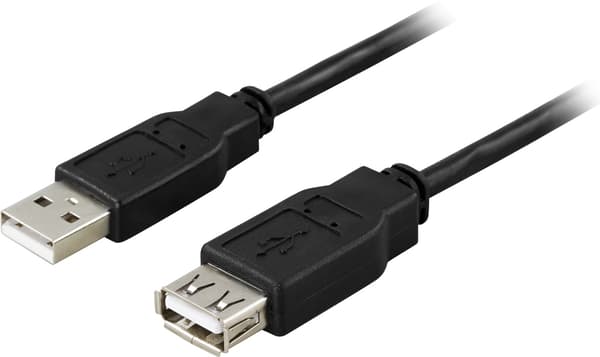 DELTACO USB 2.0 kabel Typ A han - Typ A hun 0,2m, svart