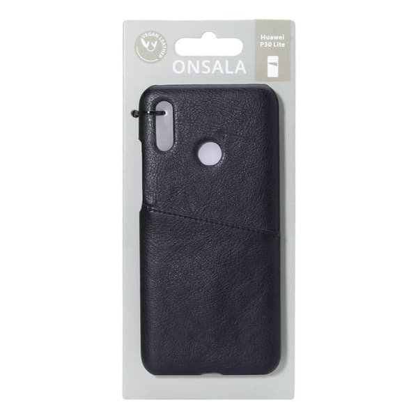 Onsala Mobilskal Läder Svart - Huawei P30 Lite