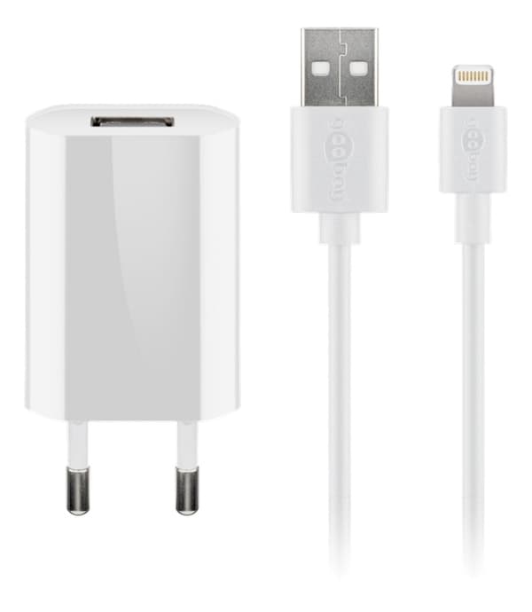 Goobay Apple Lightning-lader sett 1 A, hvit, 1 m,