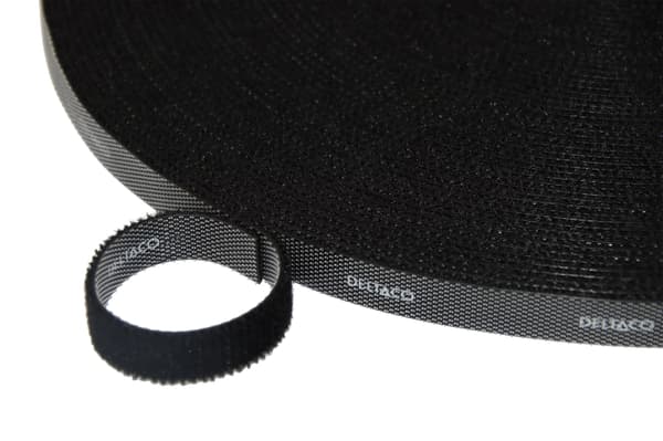 DELTACO Hook and loop fastener cable ties, width 10mm, 25m, black