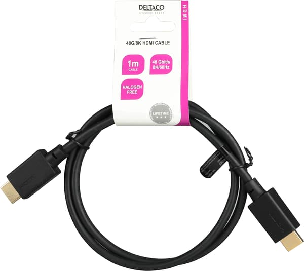 DELTACO ULTRA High Speed HDMI-cable, 48Gbps, 1m, black