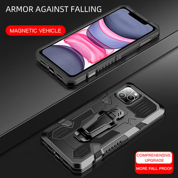 Robust skall med stativ til iPhone 13 Pro Max, Svart
