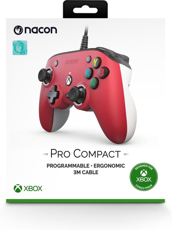Nacon Pro Compact trådbunden spelkontroll, röd, Xbox / PC
