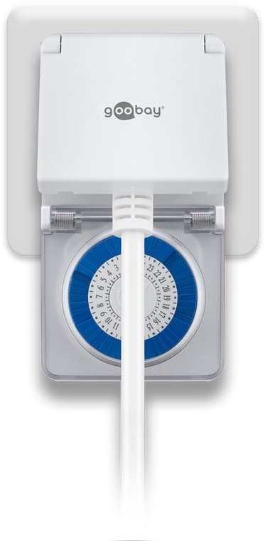 Goobay Analog timer IP44 Lättmanövrerad mekanisk timer för eluttaget
