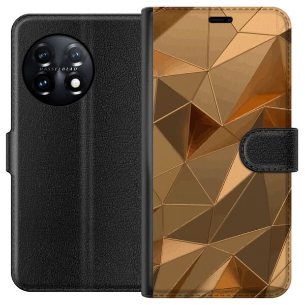 Plånboksfodral till OnePlus 11 med 3D Guld motiv