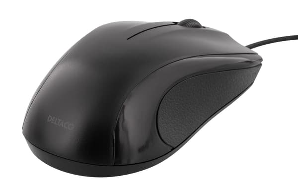 DELTACO optisk mus med ledning, 3 knapper med scroll, 1.200 DPI, USB 2