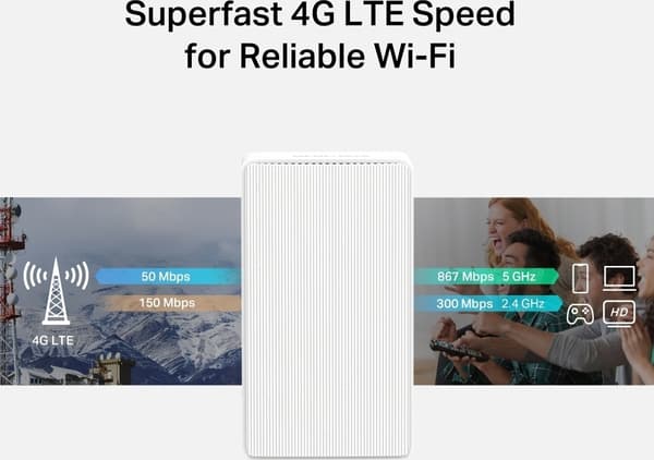 Mercusys MB130 4G LTE-modem og WiFi-router