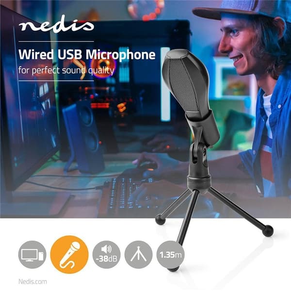 Nedis Mikrofon | Indretning: Desktop / Notebook | Kabel | 1x USB