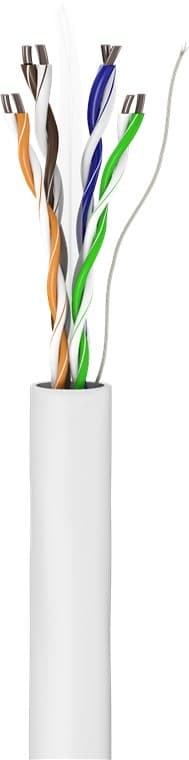 Goobay CAT 6 patchkabel, U/UTP, hvit CCA-kobberforbindelse for SOHO-bruk, AWG 23/1 (solid), PVC, 100 m