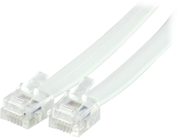 DELTACO modulkabel, 6P6C(RJ12) til 6P6C(RJ12), 10m, hvid