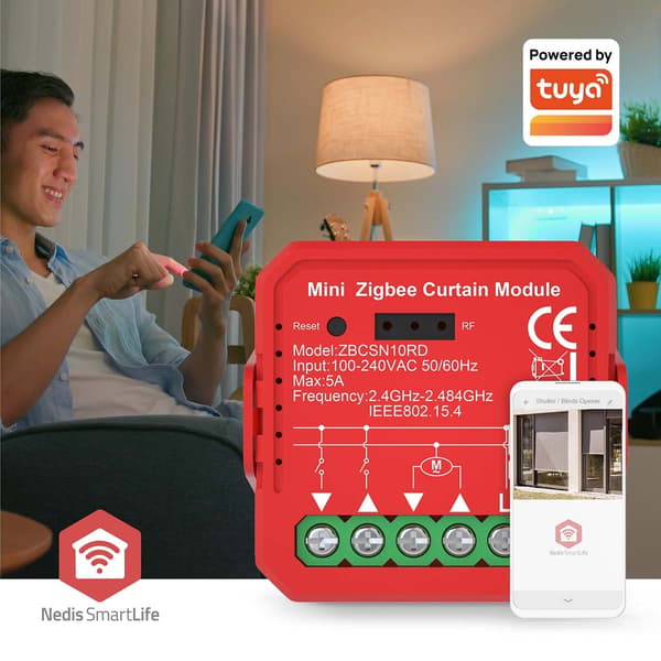 Nedis SmartLife indbygget modul | Zigbee 3.0 | Skodder/persienner | 1000 W | Terminalforbindelse | App tilgængelig til: Android™ / IOS
