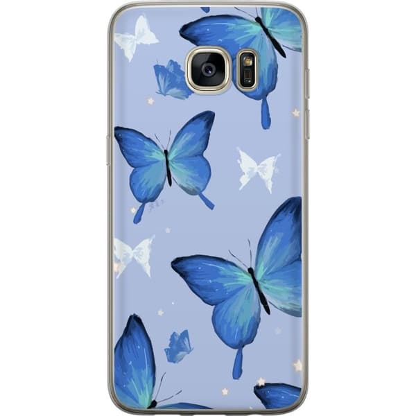 Mobildeksel til Samsung Galaxy S7 edge med Blå sommerfugler motiv
