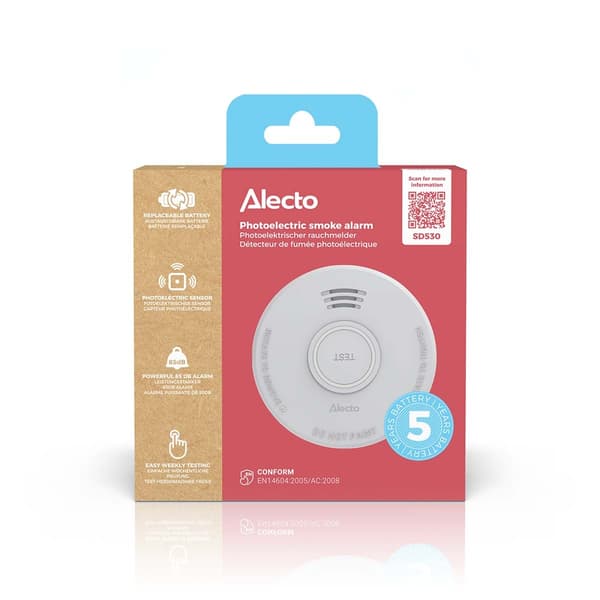 Alecto Rökdetektor med 5 års batteri Vit