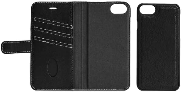 Essentials iPhone 6/7/8/SE (2020/2022) Leather wall,deta, Blk