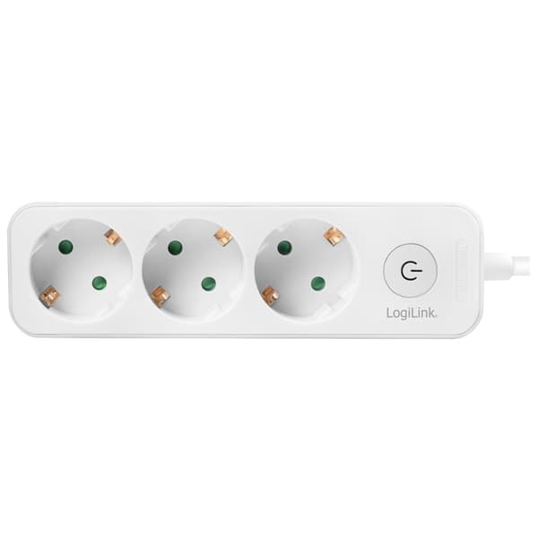 LogiLink Grenuttak 3-veis med bryter 1,5m Hvit