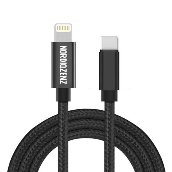 NORDIQZENZ USB-C til Lightning tekstilkabel, 3 m, sort