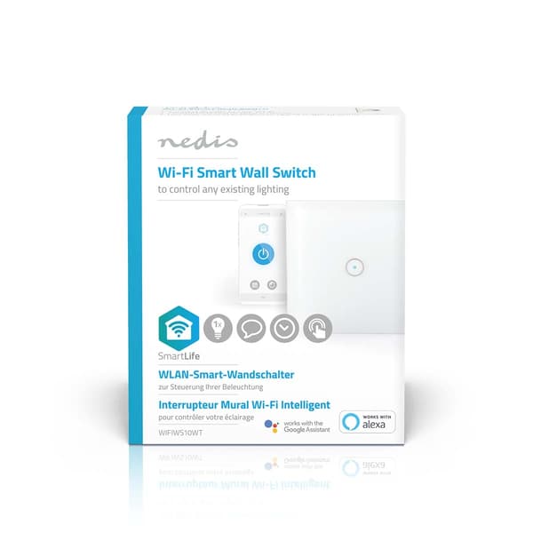 Nedis SmartLife Strömbrytare | Enda | Väggfäste | 1000 W | Android™ / IOS | Glas | Vit