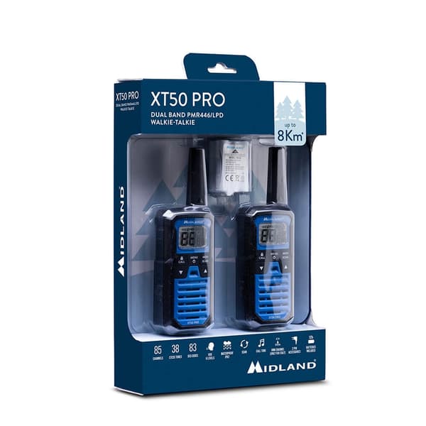 Midland Walkie Talkie XT50 Pro Duo Sort/Blå