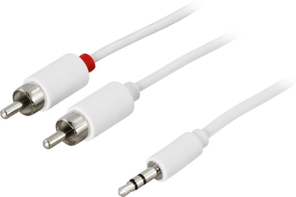 DELTACO lydkabel, 3,5mm output-2xRCA output 10m,hvit