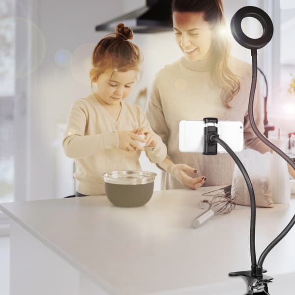 LogiLink Ring light för smartphone Ø8,5 cm med klämma