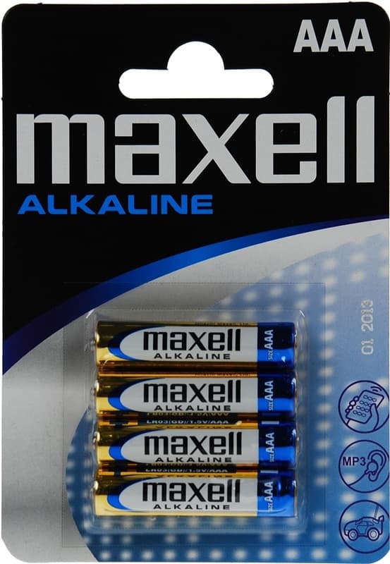 Maxell batterier, AAA (LR03), Alkaline, 1,5V, 4-pack
