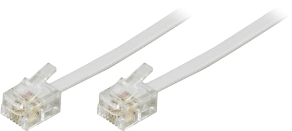 DELTACO modulkabel 6P4C(RJ11) til 6P4C(RJ11), 5m,hvit