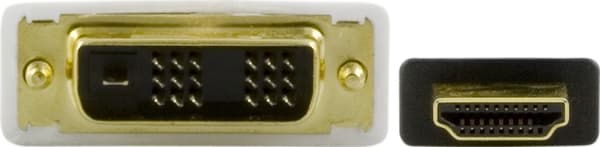 DELTACO HDMI til DVI kabel, 19-pin-DVI- D Single Link, 3m, sort/hvid