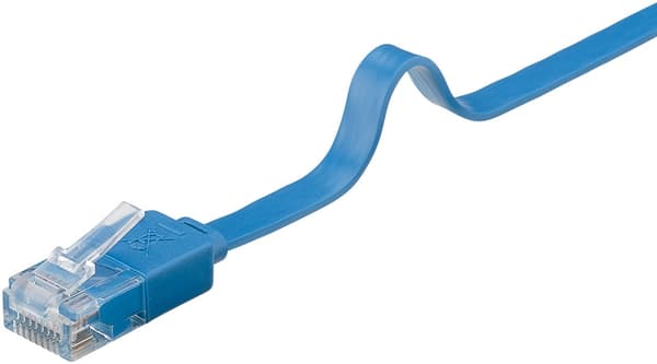 Goobay CAT 6 platt patchkabel, U/UTP, blå kopparledare (CU), 0.5 m