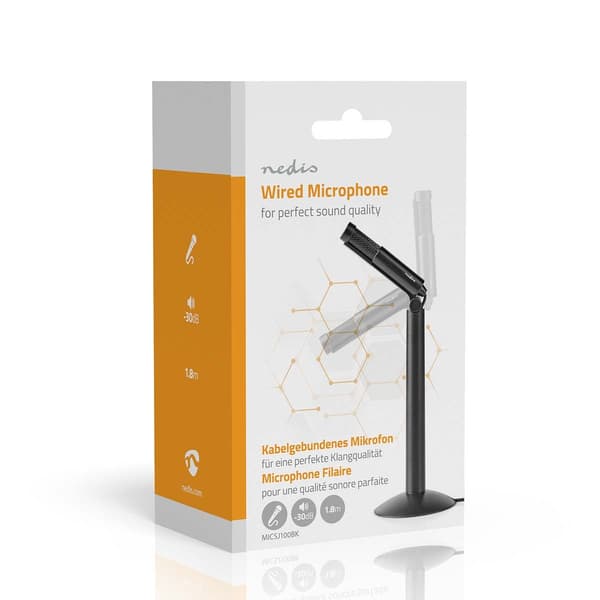 Nedis Mikrofon | Indretning: Desktop / Notebook / Smartphone / Tablet | Kabel | 1x 3.5 mm