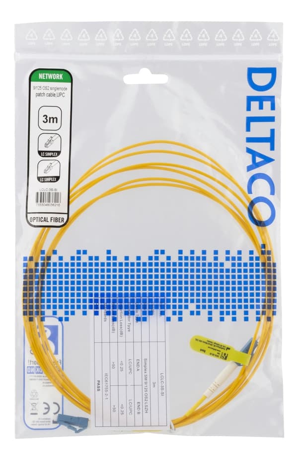 DELTACO OS2 fiber cable LC - LC, simplex, singlemode, UPC, 9/125, 3m