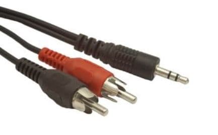 3,5 mm lydkabel hun - 2x RCA han 1,5 m