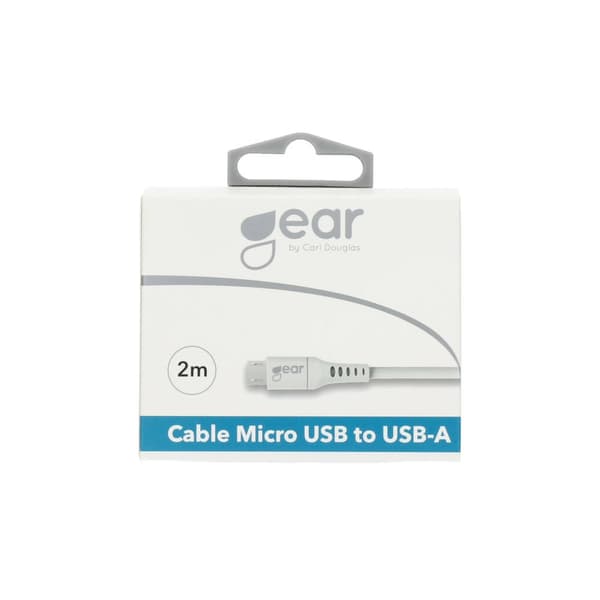 Gear Rundt ladekabel MicroUSB til USB-A 2m Hvid