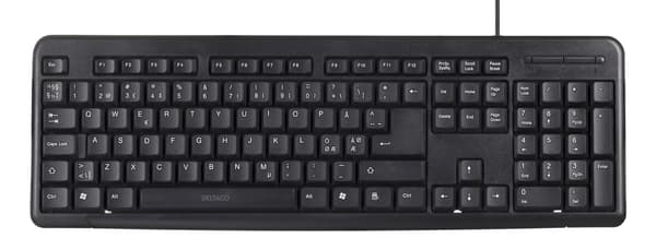 DELTACO tastatur, nordisk layout, USB, sort