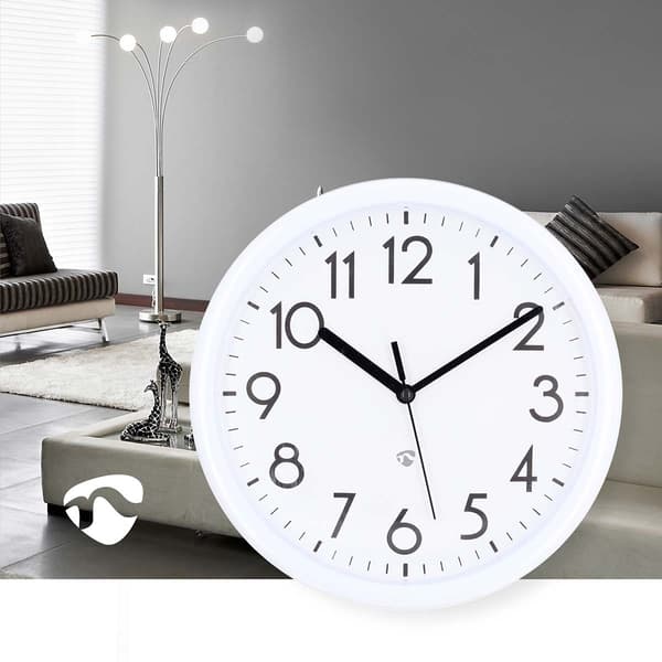 Nedis Väggklocka | Diameter: 220 mm | Plast | Vit
