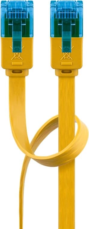 Goobay CAT 6A platt patchkabel, U/UTP, gul kopparledare (CU), 1 m