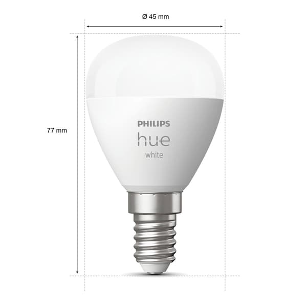 Philips Hue White E14 P45 Globe 2-pakning