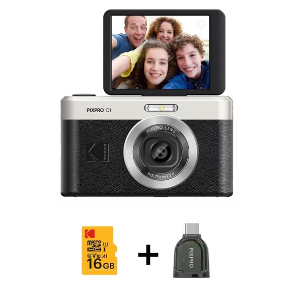 Kodak Digitalkamera Pixpro C1 CMOS 4x 13MP Bundle - Sort
