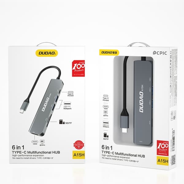 Dudao A15H 6-i-1 Type-C-adapter dokkingstasjon