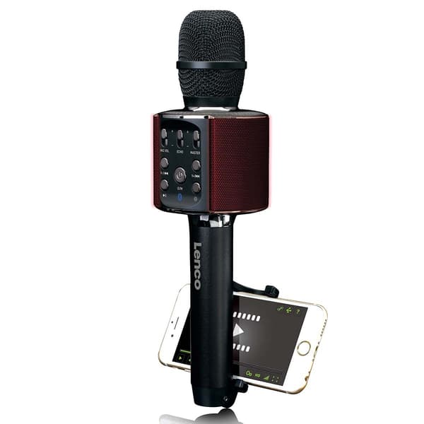 Lenco Bluetooth®-karaokemikrofon med højttaler og belysning Sort