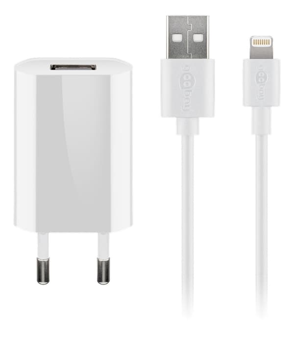Goobay Apple Lightning-lader sett 1 A, hvit, 1 m,