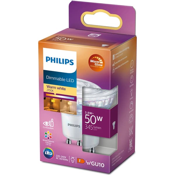 Philips Ställ med LED GU10 50W + E27 60W Dimbara WarmGlow
