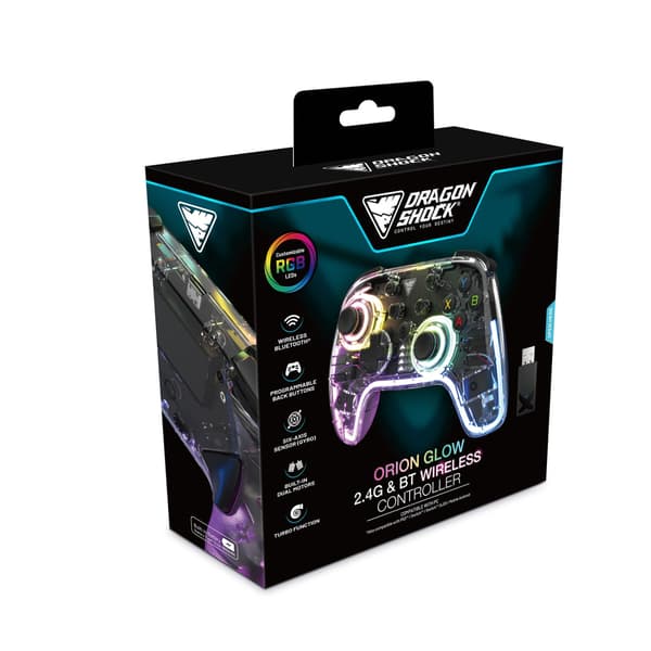 DragonShock Handkontroll Orion Glow RGB PC Transparent