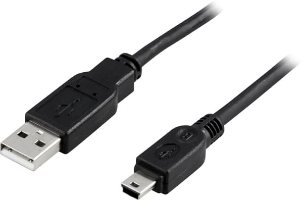 DELTACO USB 2.0 kabel Type A output-Type mini B output,1m,svart