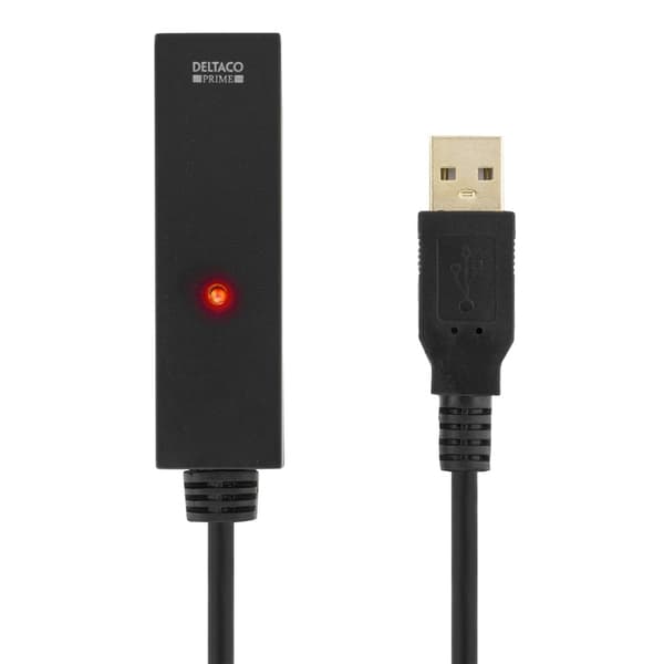 DELTACO USB forlengningskabel, aktiv,USB 2.0,20m