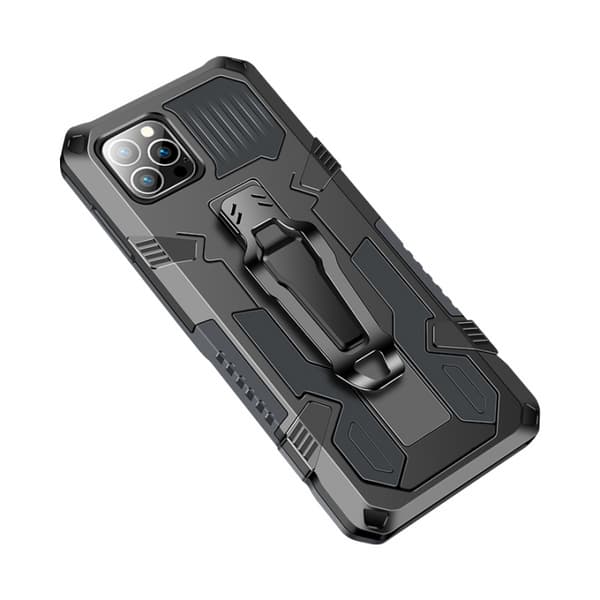 Kestävä kotelo jalustalla iPhone 13 Pro Maxille, musta