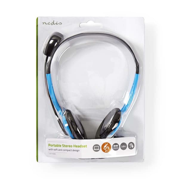 Nedis PC-headset | On-Ear | Stereo | 2x 3.5 mm | Fold-væk-mikrofon | Blå